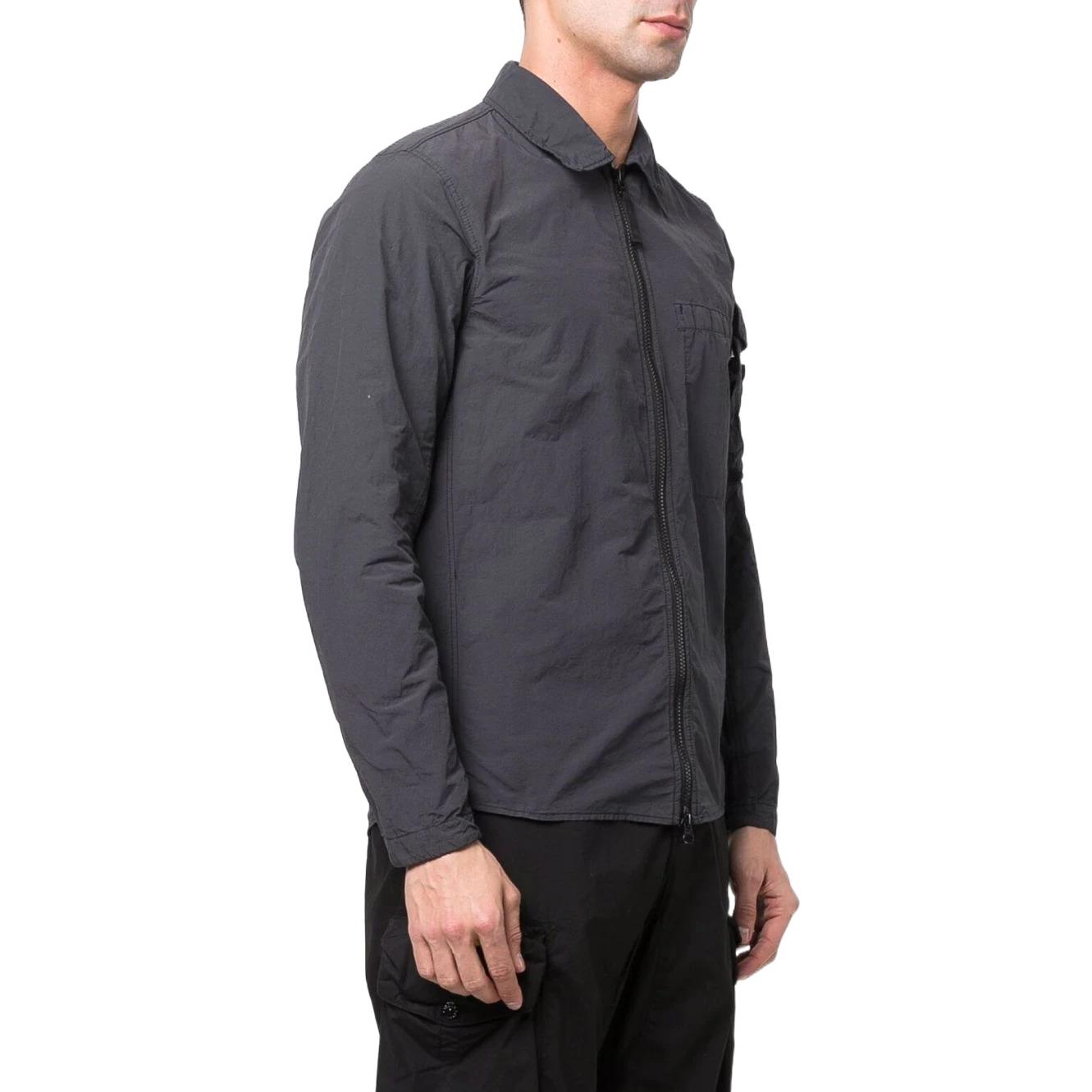 Stone Island SS22 Lightweight Logo Zip Jacket Mens - Charcoal Black 761510502-V0065 圖 5