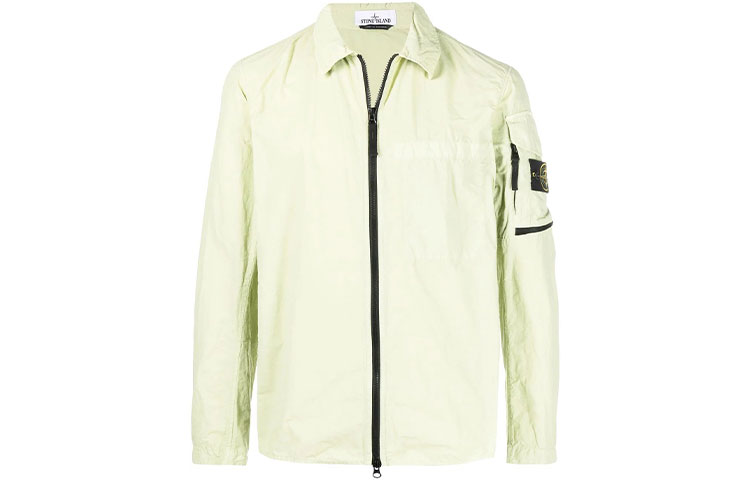 Stone Island SS22 Lightweight Zip-Up Collared Jacket Green - Long Sleeve 761510502-V0052