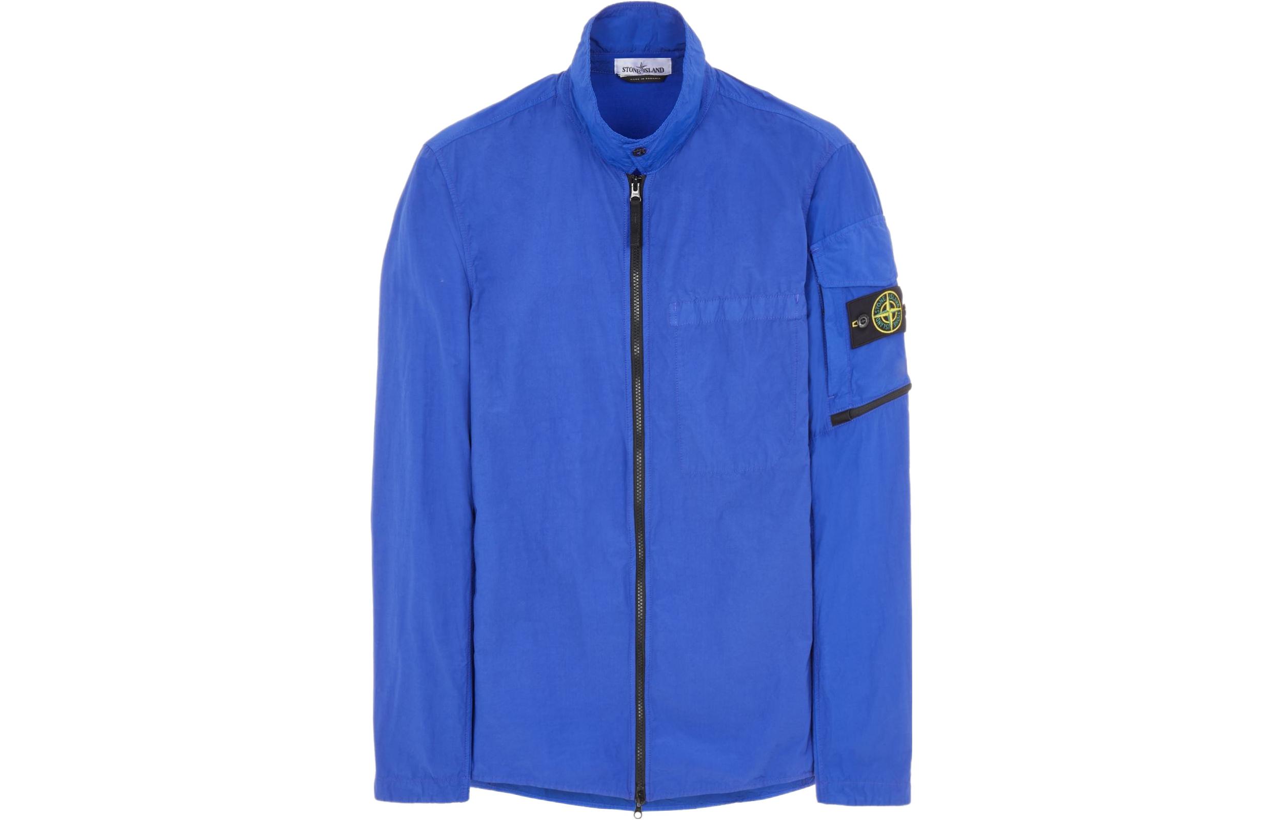 Stone Island SS22 Lightweight Zip Jacket Blue -  Long Sleeve Stand Collar 761510502-V0022