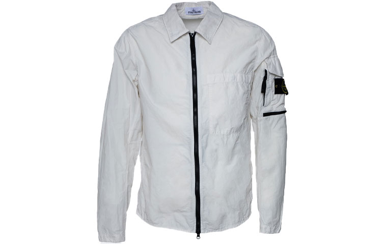 Stone Island SS22 Lightweight Zip Pocket Jacket Frost White 761510502-V0003