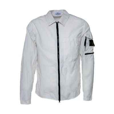 Stone Island SS22 Lightweight Zip Pocket Jacket Frost White 761510502-V0003