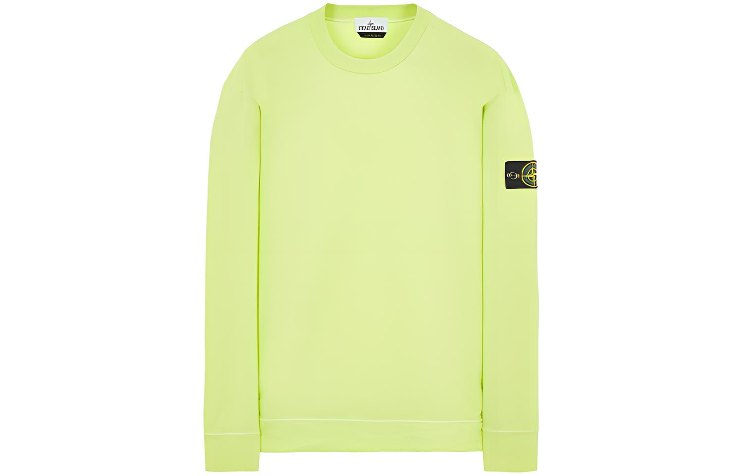 Stone Island SS22 Logo Badge Pullover Sweatshirt Lemon Yellow 761563750-V0031