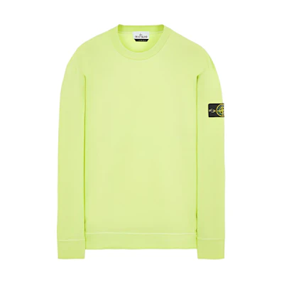 Stone Island SS22 Logo Badge Pullover Sweatshirt Lemon Yellow 761563750-V0031