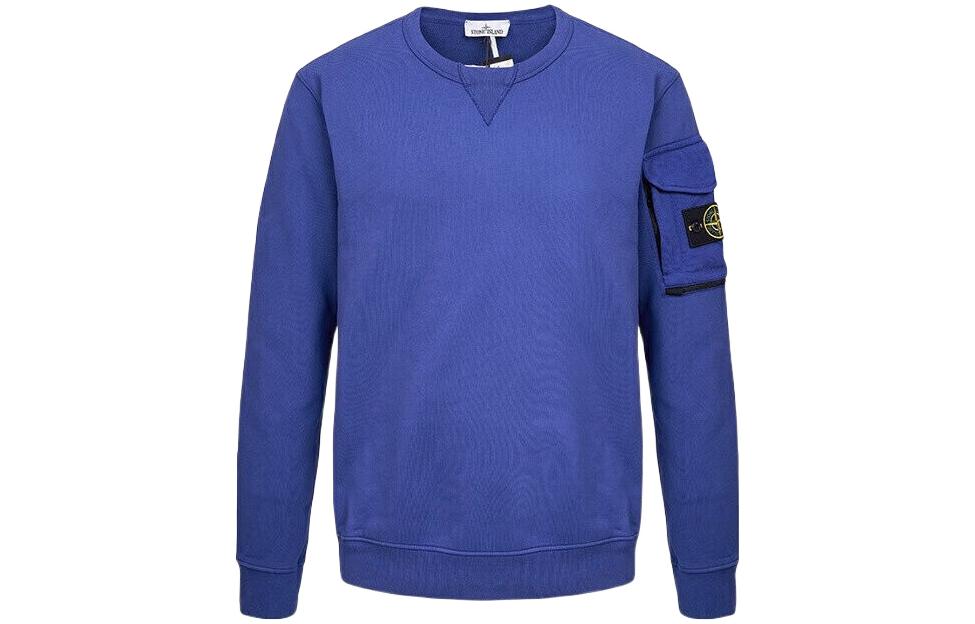 Stone Island SS22 Logo Crewneck Pullover Sweatshirt Men’s Blue Long Sleeve 761561151-V0022
