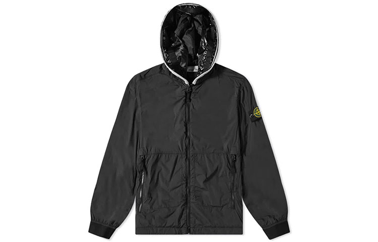 Stone Island SS22 Logo Hooded Nylon-TC Jacket Men’s Black 761541131-V0029