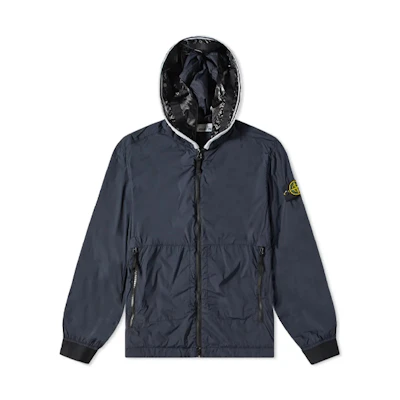 Stone Island SS22 Logo Hooded Printed Jacket Blue 761541131-V0020
