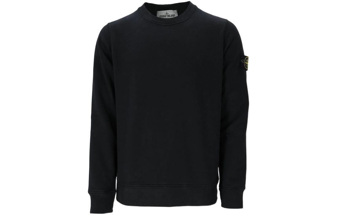 Stone Island SS22 Logo Navy Blue Fleece Sweatshirt MO751563020-V0020