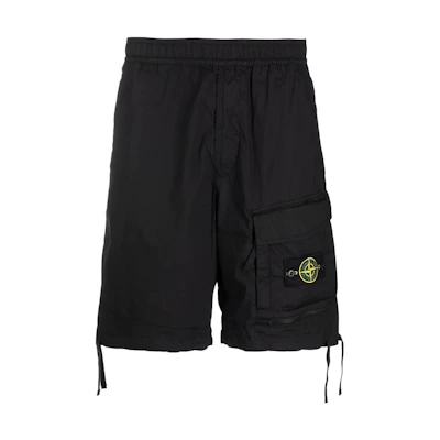 STONE ISLAND SS22 Logo Patch Bermuda Shorts Men’s Black Casual Wear. 7615L0703-V0029