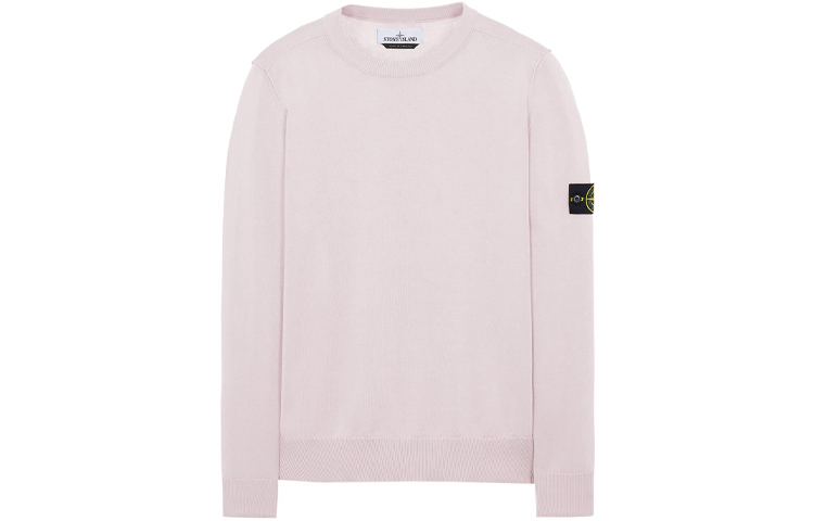Stone Island SS22 Logo Patch Crewneck Sweatshirt Onion Pink Mens 7615540B2-V0086