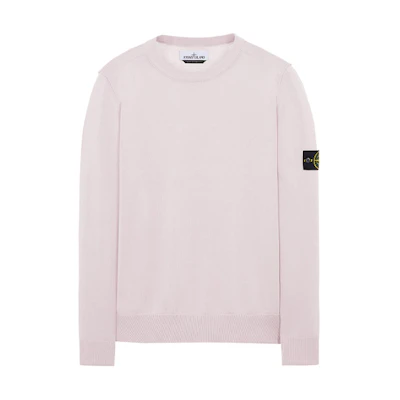 Stone Island SS22 Logo Patch Crewneck Sweatshirt Onion Pink Mens 7615540B2-V0086