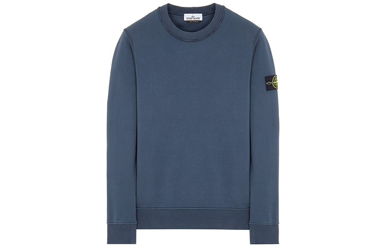 Stone Island SS22 Logo Patch Crewneck Sweatshirt Smoke Blue 761563051-V0024