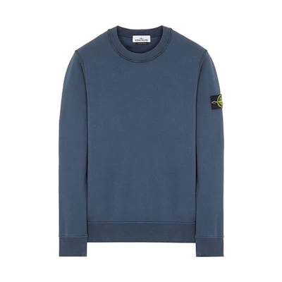 Stone Island SS22 Logo Patch Crewneck Sweatshirt Smoke Blue 761563051-V0024