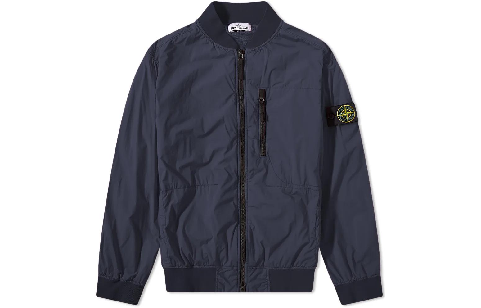 Stone Island SS22 Logo Patch Elastic Long-Sleeve Jacket Navy Blue 761541331-V0020
