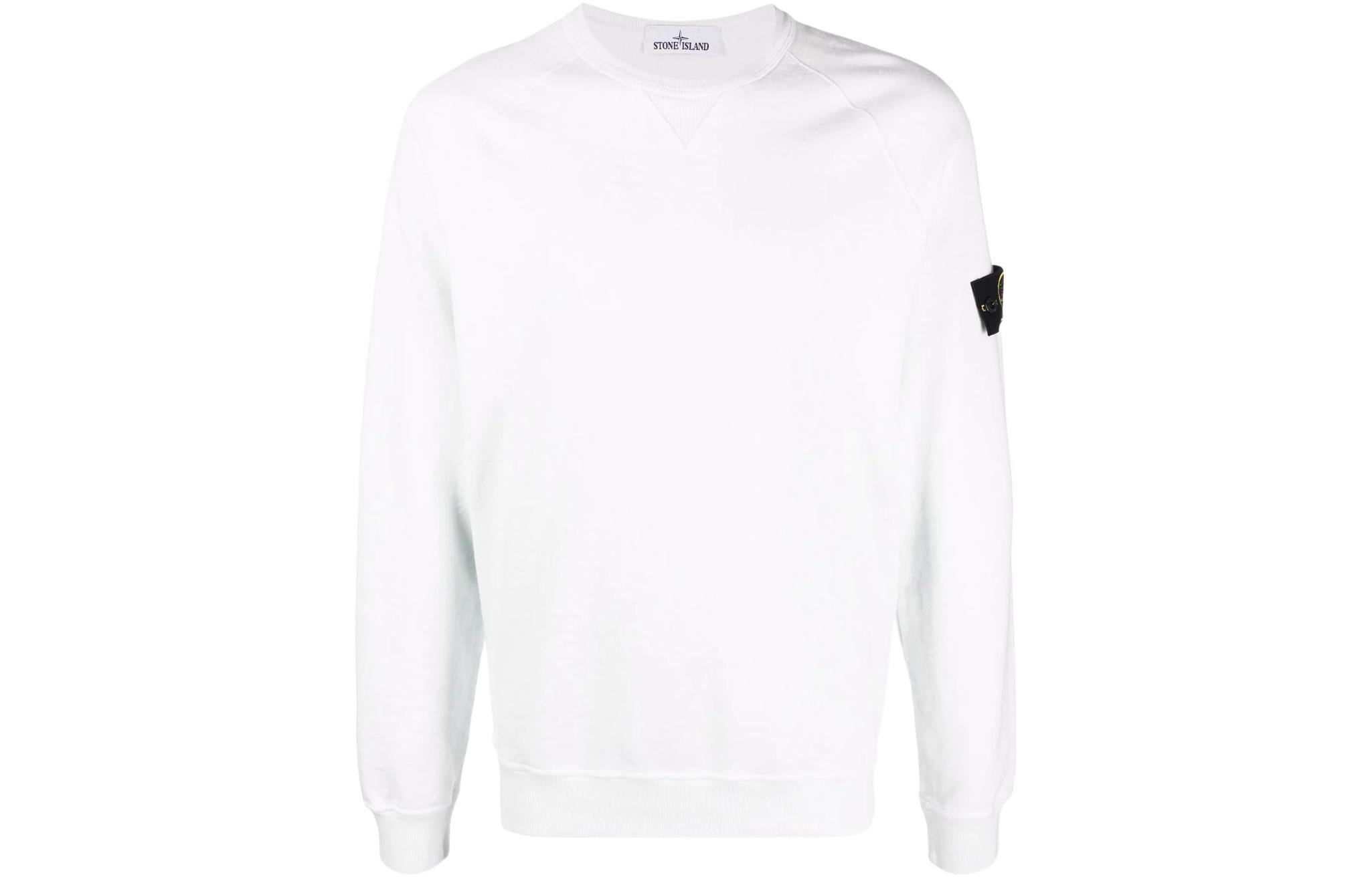 Stone Island SS22 Logo Patch Pullover Long Sleeve Sweatshirt White 761566360-V0001