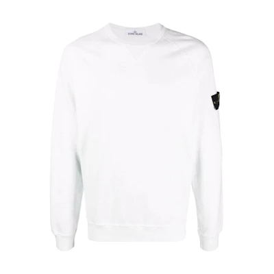 Stone Island SS22 Logo Patch Pullover Long Sleeve Sweatshirt White 761566360-V0001