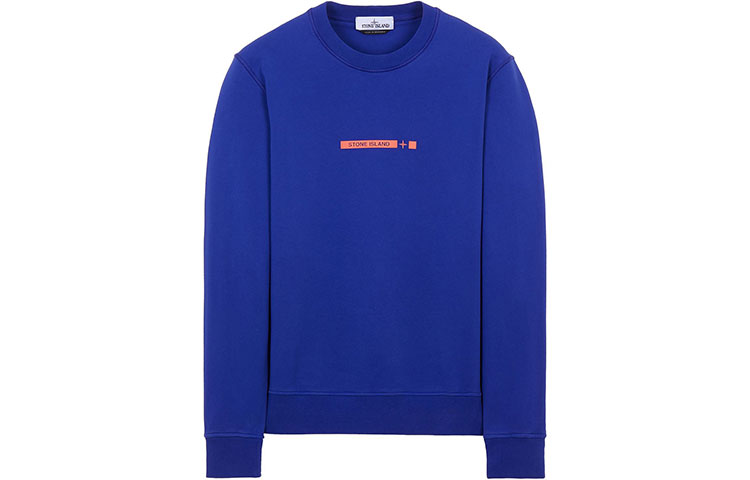 Stone Island SS22 Logo Print Crewneck Pullover Sweatshirt Men’s Blue 761563085-V0022