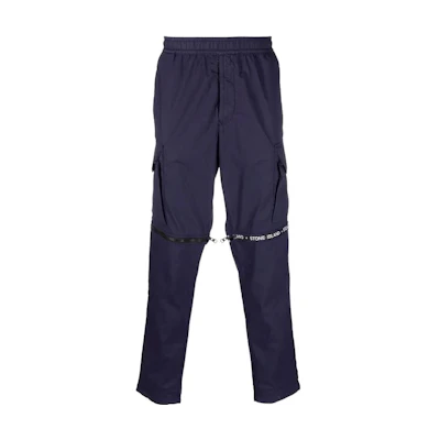 STONE ISLAND SS22 Logo Print Zip Track Pants Blue Casual Pants 7615325E4-V0027