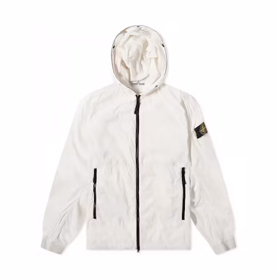 Stone Island SS22 Logo Printed Hooded Jacket White 761541131-V0003