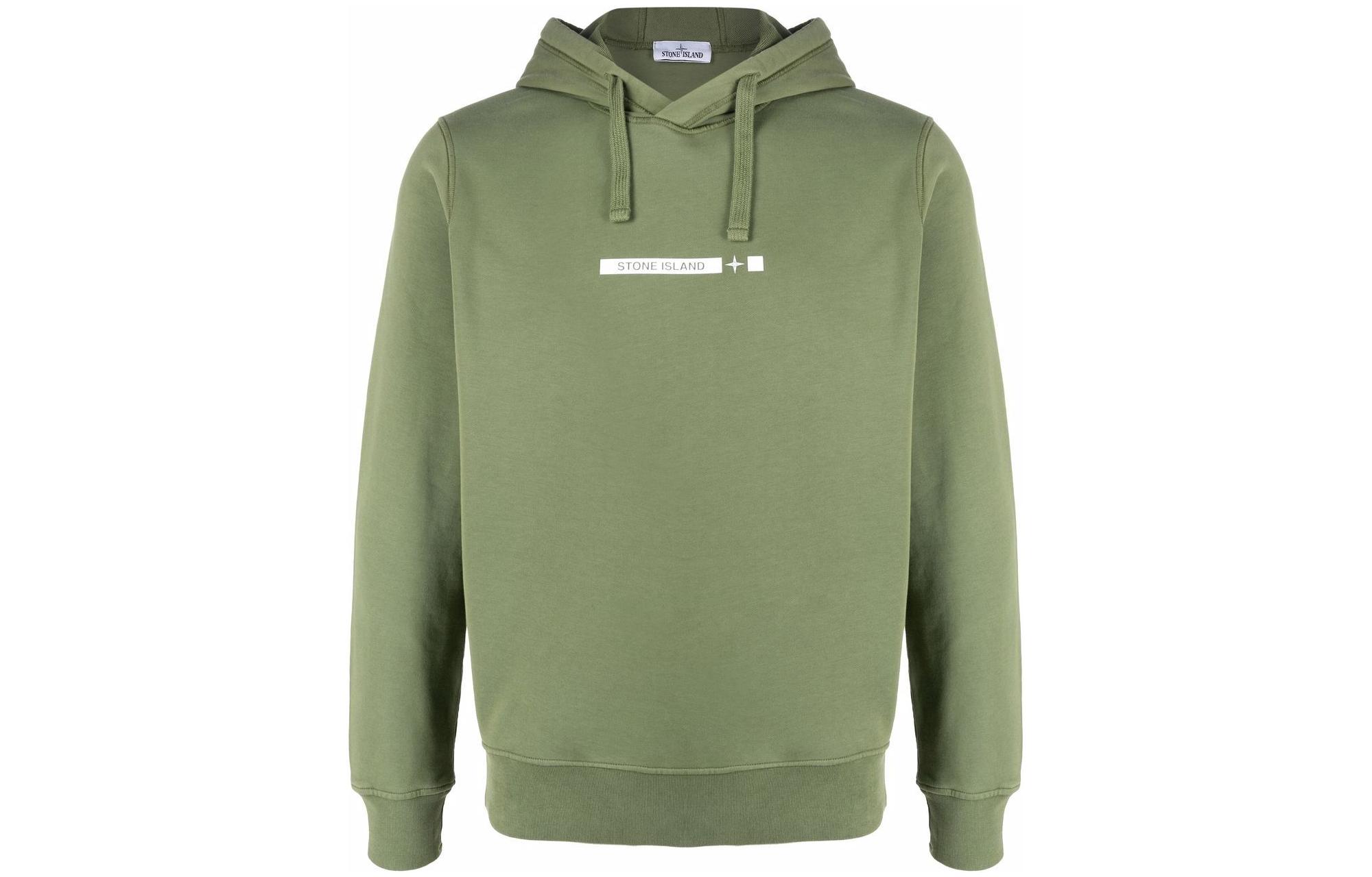 Stone Island SS22 Logo Printed Hoodie Military Green 761565885-V0058