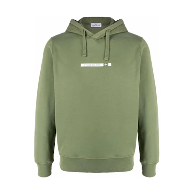 Stone Island SS22 Logo Printed Hoodie Military Green 761565885-V0058