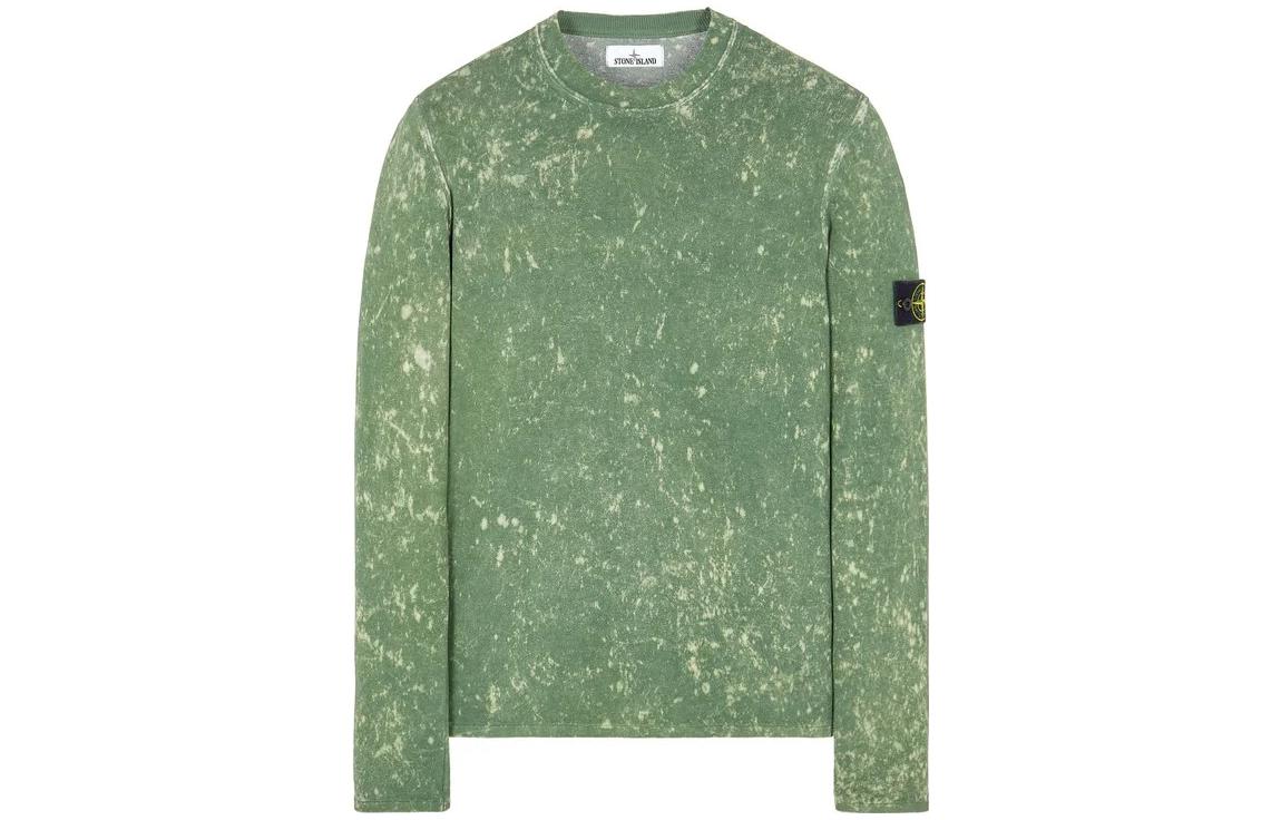 Stone Island SS22 Loose Fit Green Crewneck Long Sleeve Sweatshirt 7615555d9-V0058