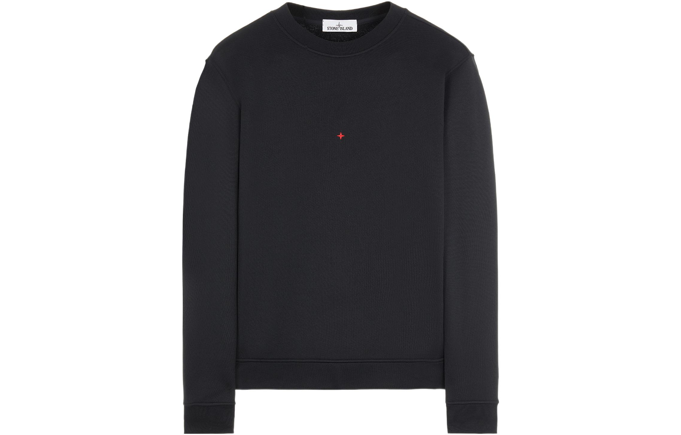 Stone Island SS22 Marina Black Logo Embroidered Sweatshirt 7615661X2-V0029