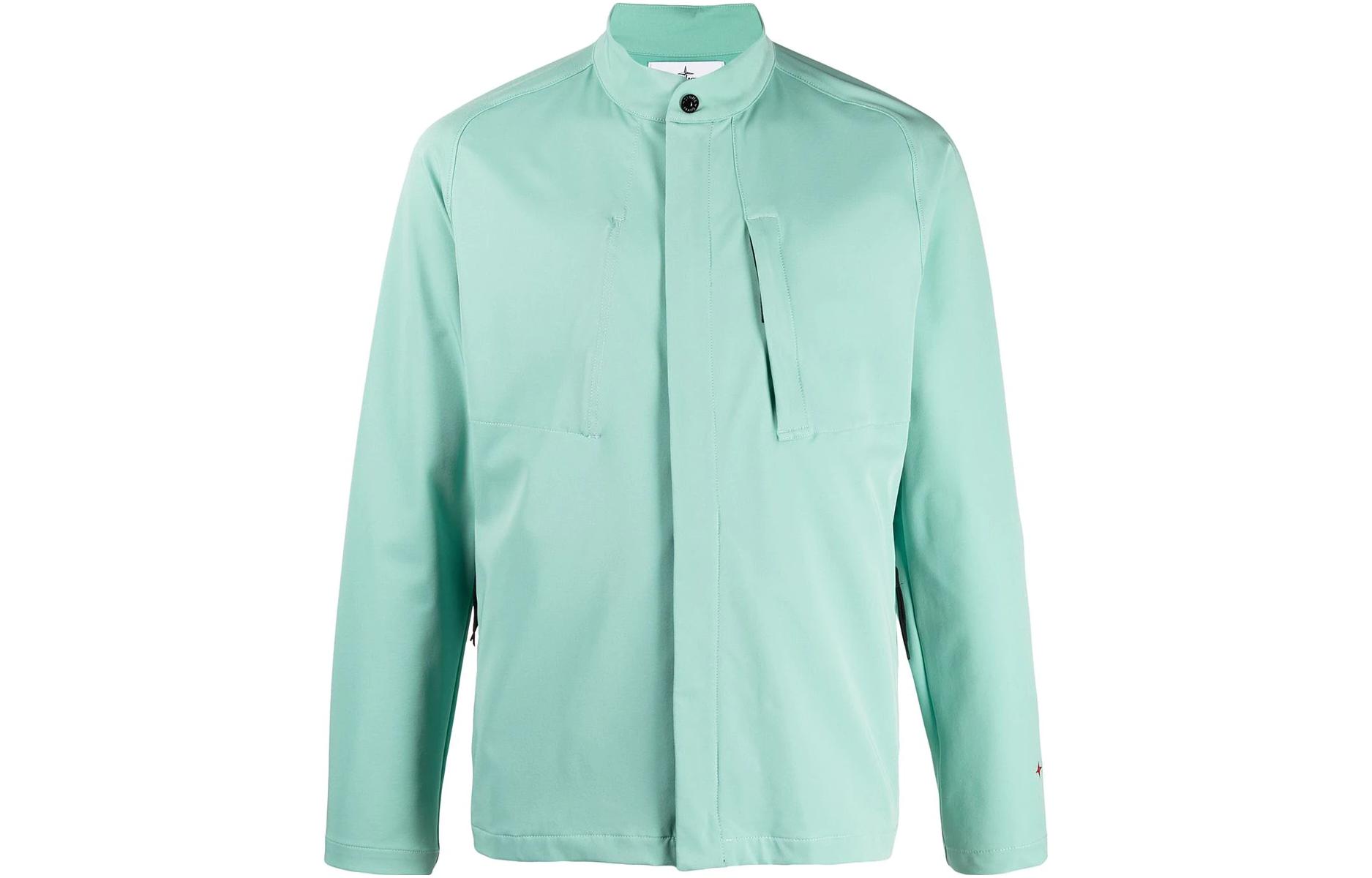 Stone Island SS22 Marina Mint Green Letter Print Jacket for Men 7415121X4-V0044