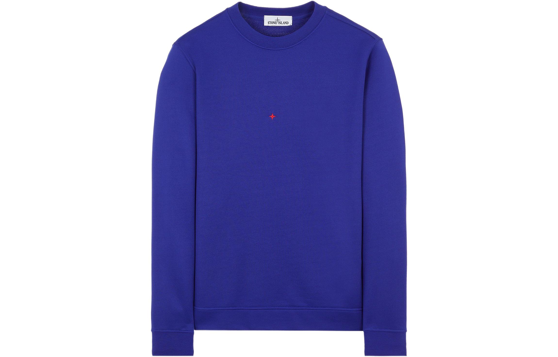 Stone Island SS22 Marina Series Logo Embroidered Pullover Sweatshirt Blue 7615661X2-V0022