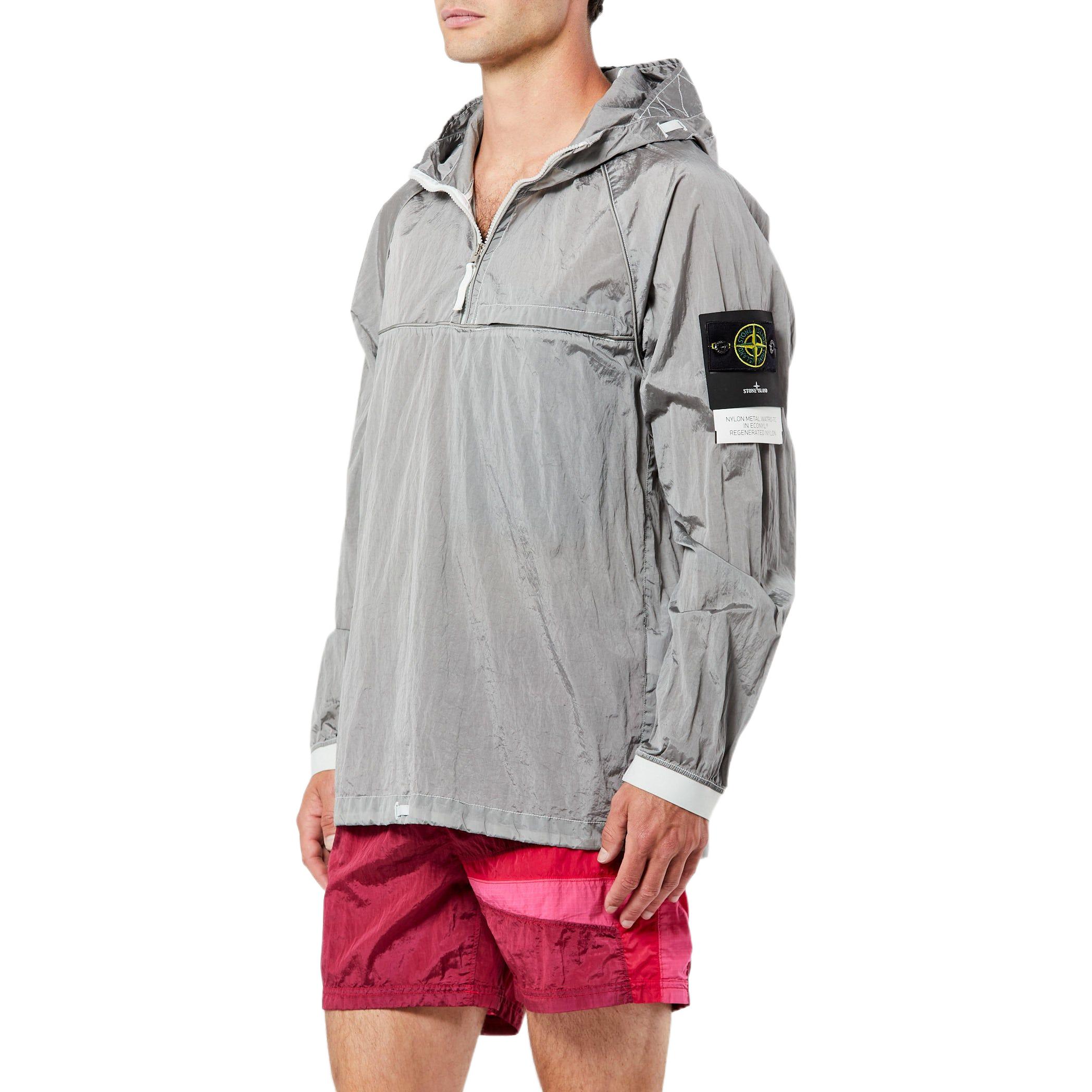 STONE ISLAND SS22 Metallic Nylon Logo Half-Zip Hooded Jacket Silver (). 761541720-V0003 圖 4