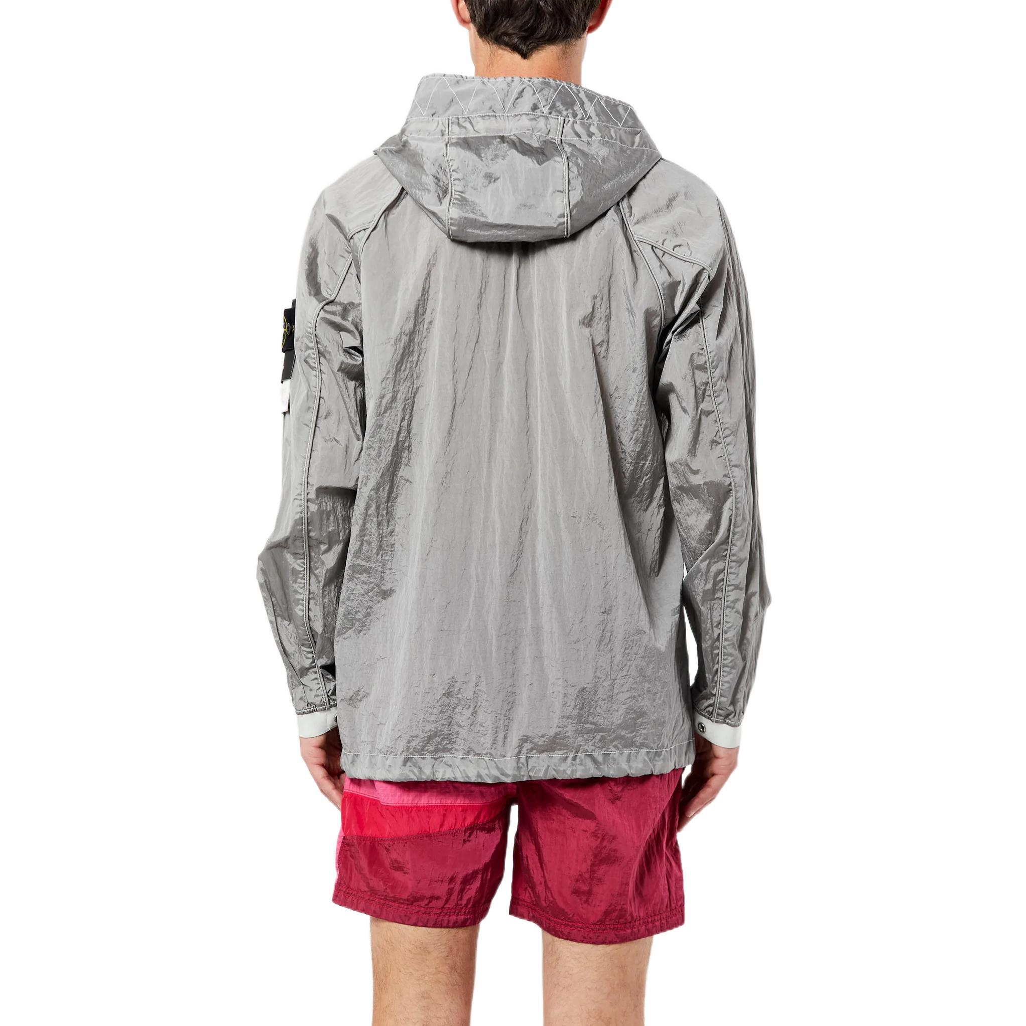 STONE ISLAND SS22 Metallic Nylon Logo Half-Zip Hooded Jacket Silver (). 761541720-V0003 圖 5