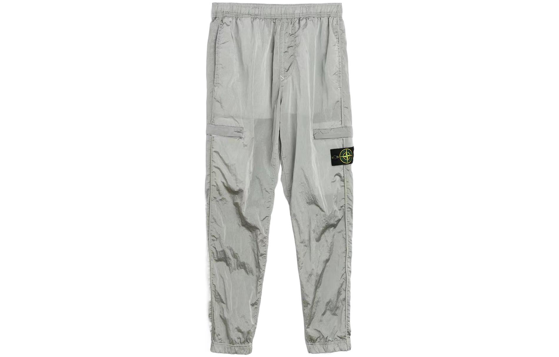STONE ISLAND SS22 Metallic Nylon Logo Jogger Pants Men’s Ice Blue. 761531021-V0003
