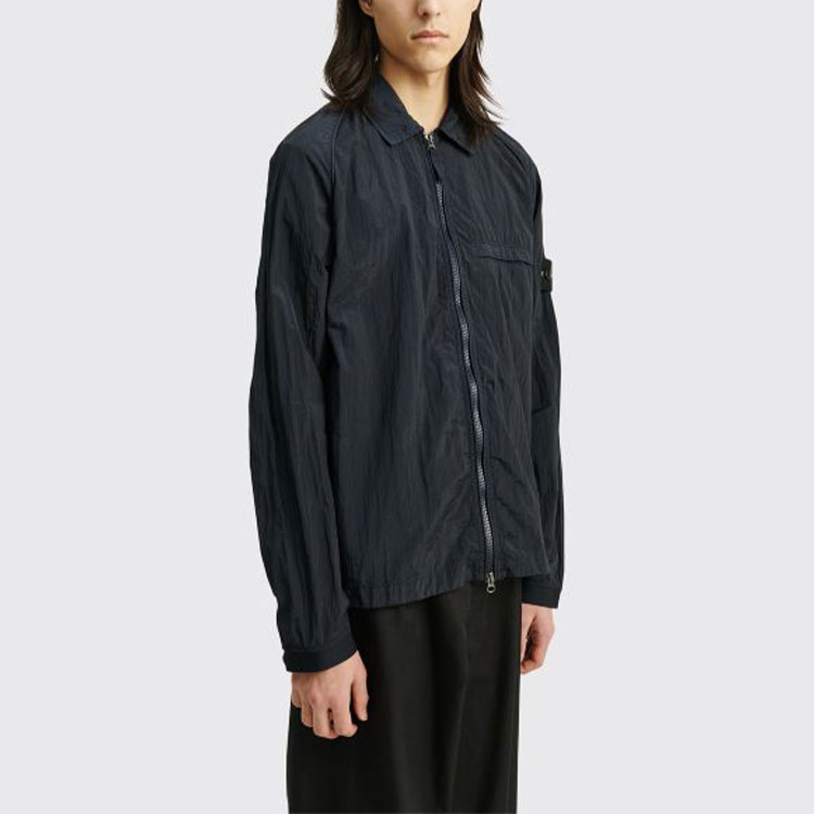 Stone Island SS22 Metallic Nylon Raglan Collared Jacket Navy Blue . 761512321-V0020 圖 6