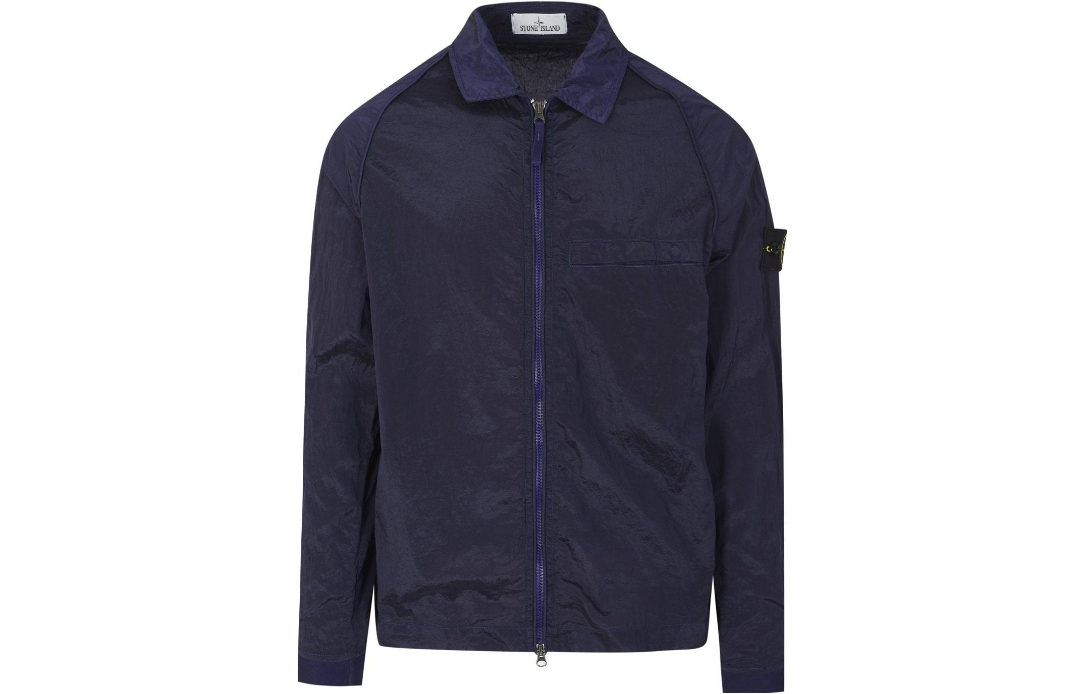 Stone Island SS22 Metallic Nylon Shirt Jacket Blue-Purple - Fall Fashion 761512321-V0027
