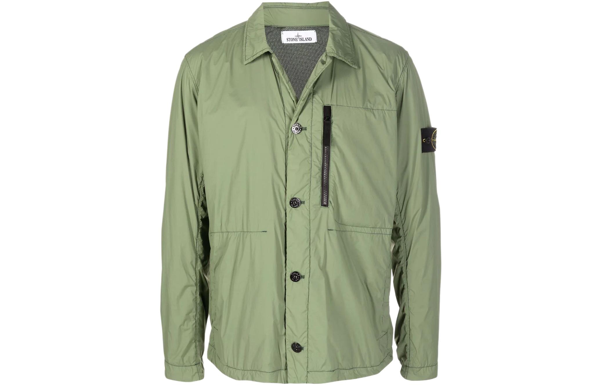 Stone Island SS22 Military Green Badge Long-Sleeve Jacket 761541431-V0058