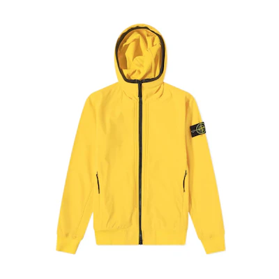 Stone Island SS22 Minimal Logo Yellow Zip-Up Hooded Jacket for Men 761540427-V0030