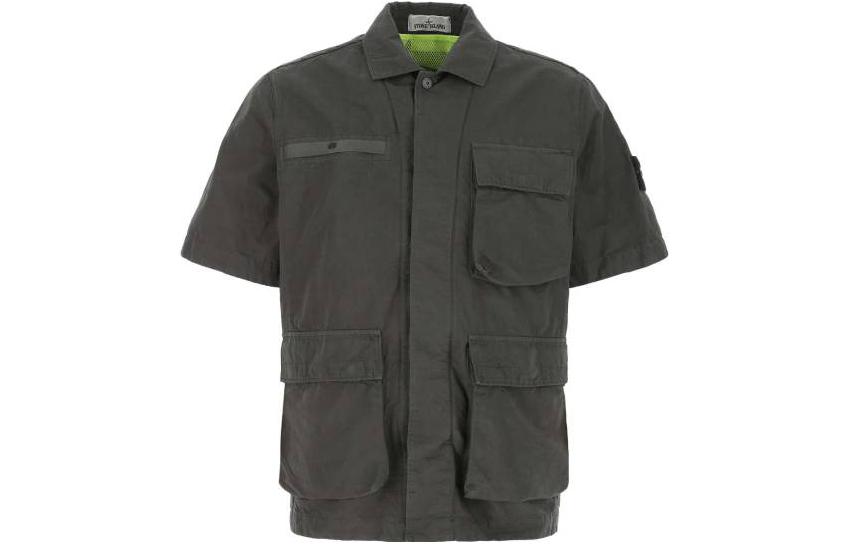 Stone Island SS22 Multi-Pocket Short-Sleeve Shirt Jacket for Men 761542406-V0065
