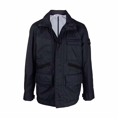 STONE ISLAND SS22 Navy Blue Solid Pocket Military Jacket 761540123-V0020