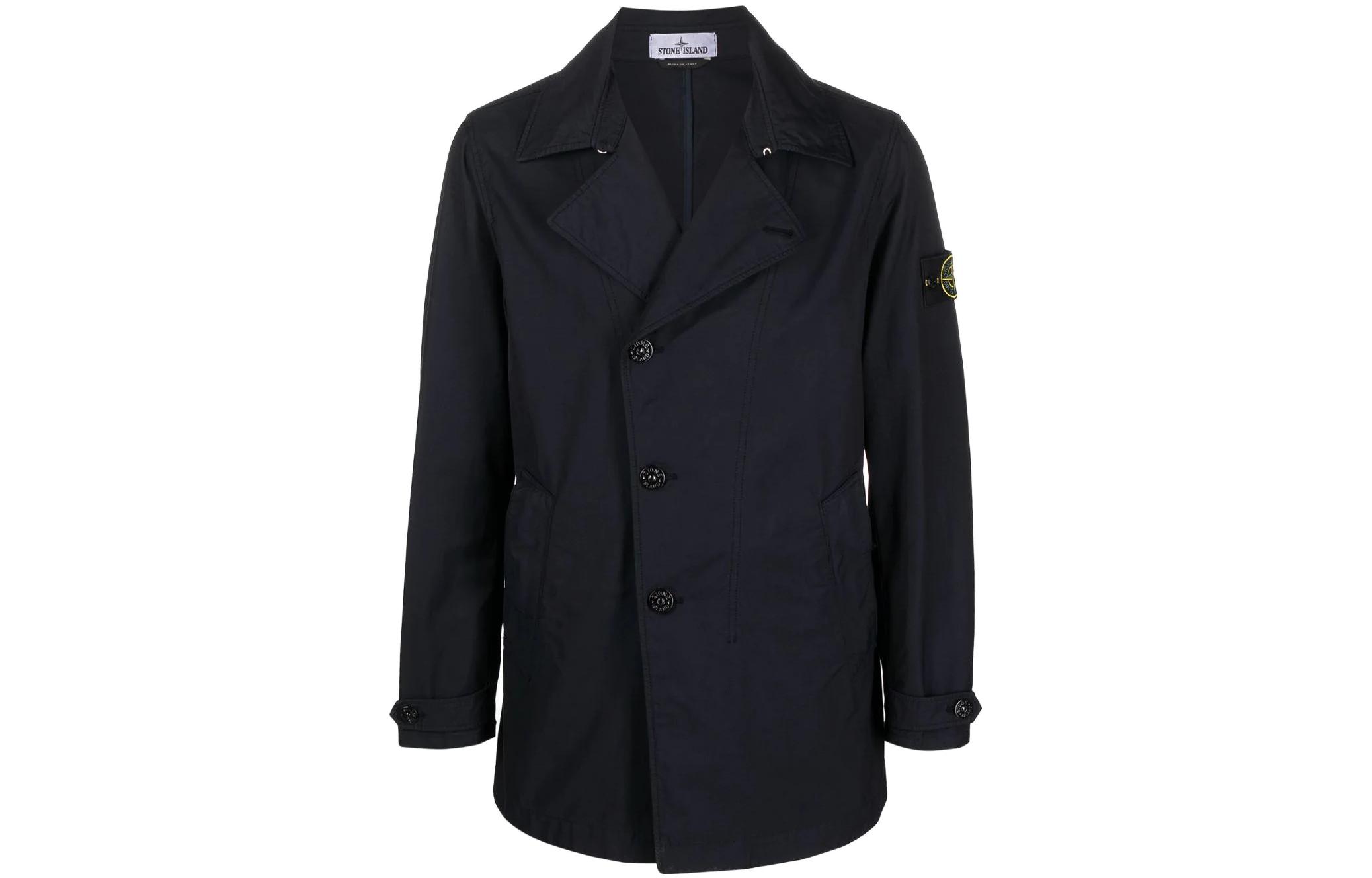 Stone Island SS22 Navy Blue Compass Patch Single-Breasted Jacket Men 761543633-V0020
