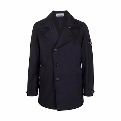 Stone Island SS22 Navy Blue Compass Patch Single-Breasted Jacket Men 761543633-V0020