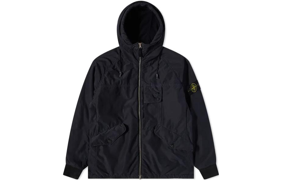 Stone Island SS22 Navy Blue Patch Logo Hooded Jacket Long Sleeve 771541131-V0020