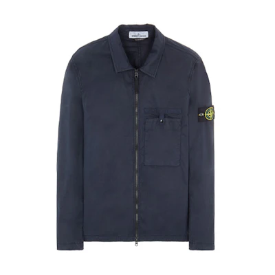 Stone Island SS22 Navy Blue Single Pocket Sleeve Badge Embroidered Jacket 761512619-V0020