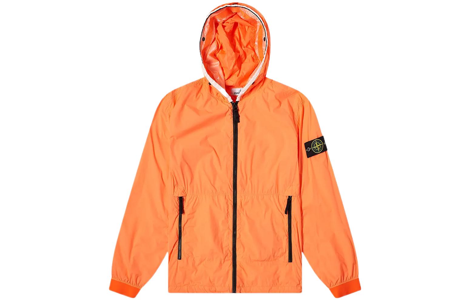 Stone Island SS22 Nylon Hooded Jacket Orange 761541131-V0032