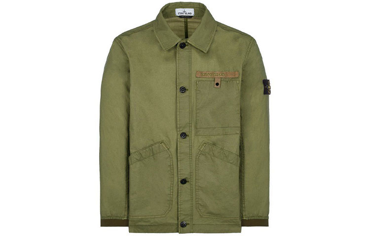 Stone Island SS22 Olive Green Collared Long Sleeve Jacket 7615A0230-V0058