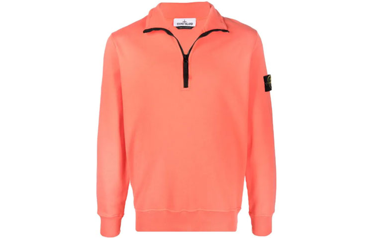 Stone Island SS22 Orange Half-Zip Pullover Sweatshirt 761561951-V0032
