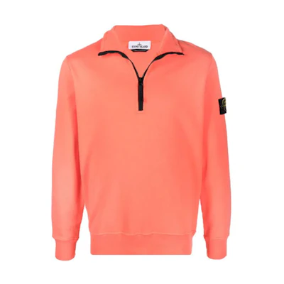 Stone Island SS22 Orange Half-Zip Pullover Sweatshirt 761561951-V0032