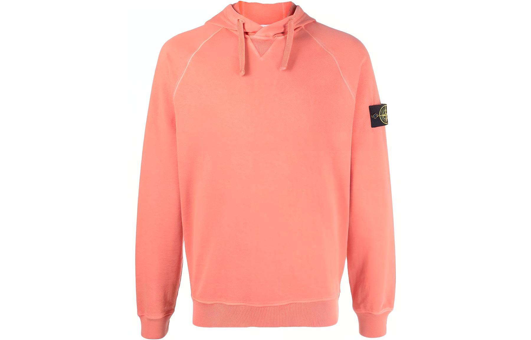 Stone Island SS22 Orange Hoodie with Logo Badge for Men 761562160-V0132