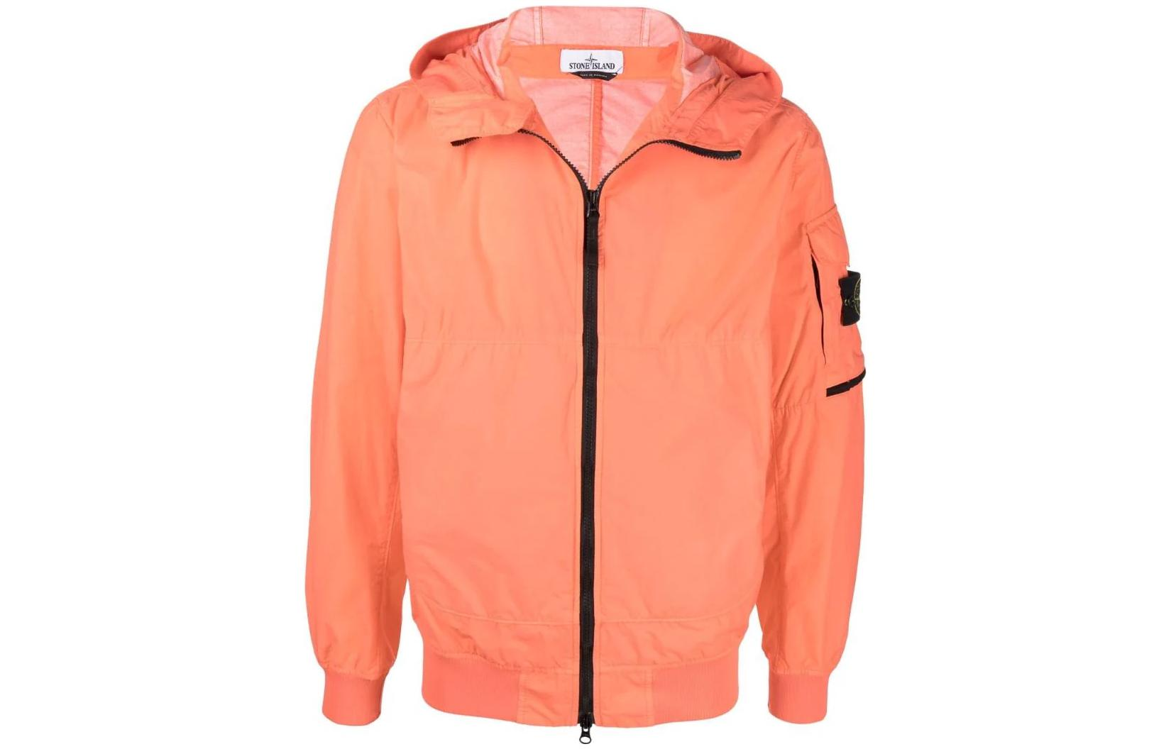 Stone Island SS22 Orange Logo Badge Hooded Jacket for Men 761540632-V0032