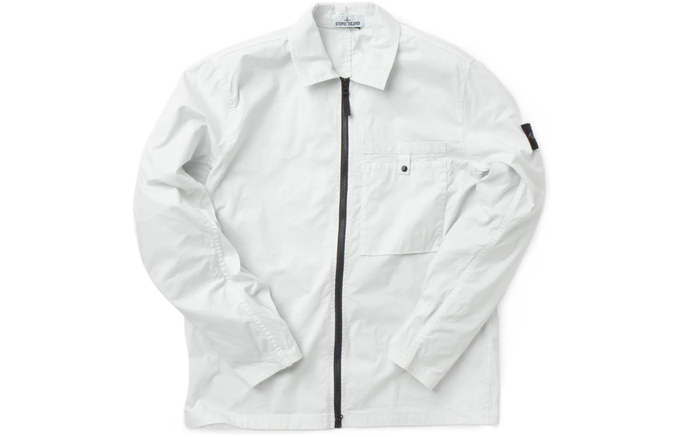 Stone Island SS22 Oversized Pocket White Long Sleeve Jacket Mens 761512619-V0003