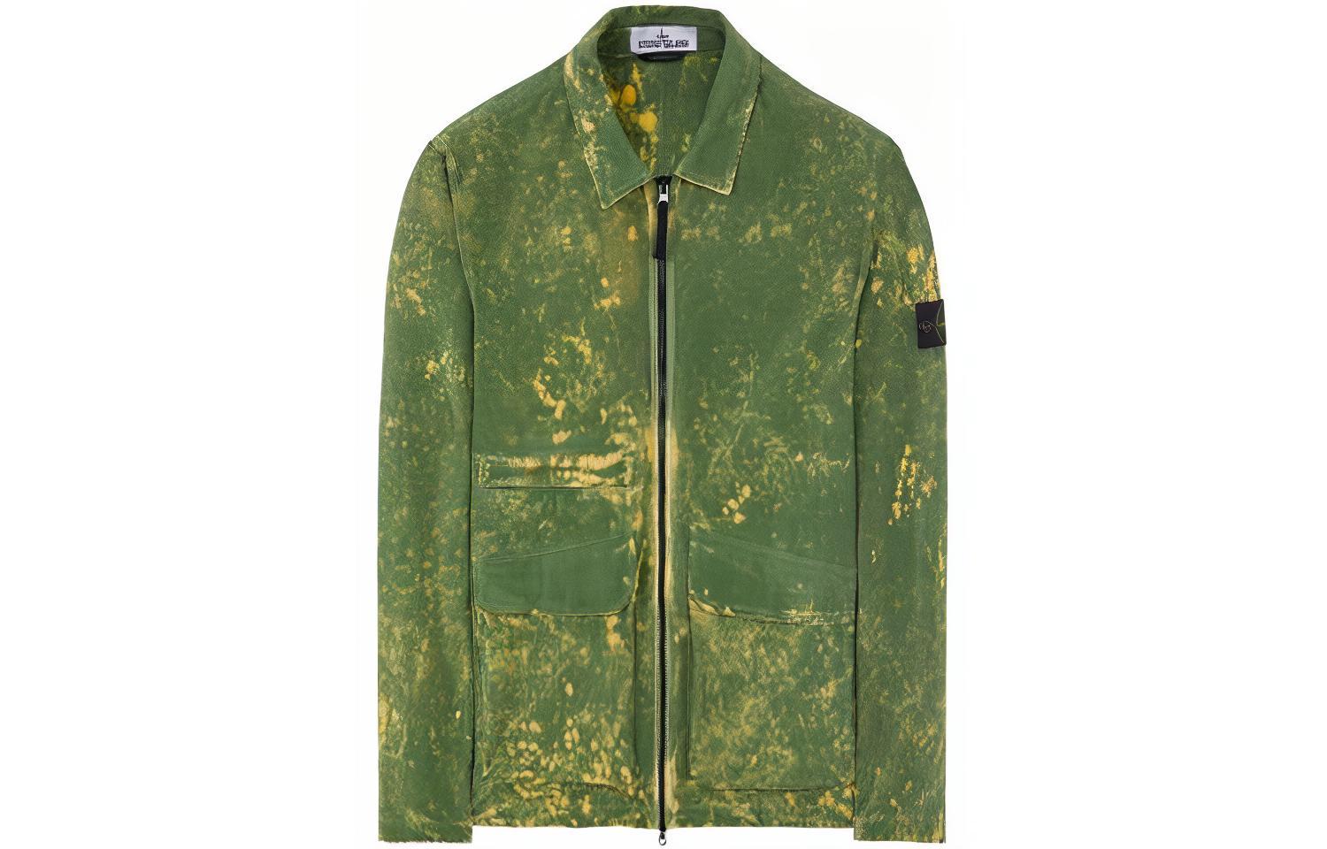 Stone Island SS22 Paint Splatter Zip-Up Jacket Men’s Green 761512122-V0058