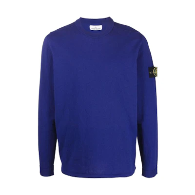 Stone Island SS22 Patch Logo Crewneck Sweatshirt Navy Blue Long Sleeve 7615532B9-V0022